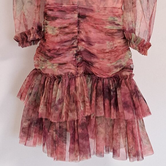 Rose Velvet Tulle Ruffled Layered Mini Dress NWT Misses Size Small - Picture 12 of 13